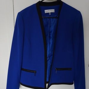 Kasper Dark Blue & Black Blazer Zipper Pockets M
